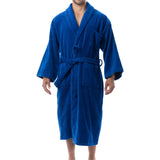 Alpine Swiss Pure Cotton Men Terry Cloth Bathrobe Super Absorbent Hotel Spa Robe – Blue