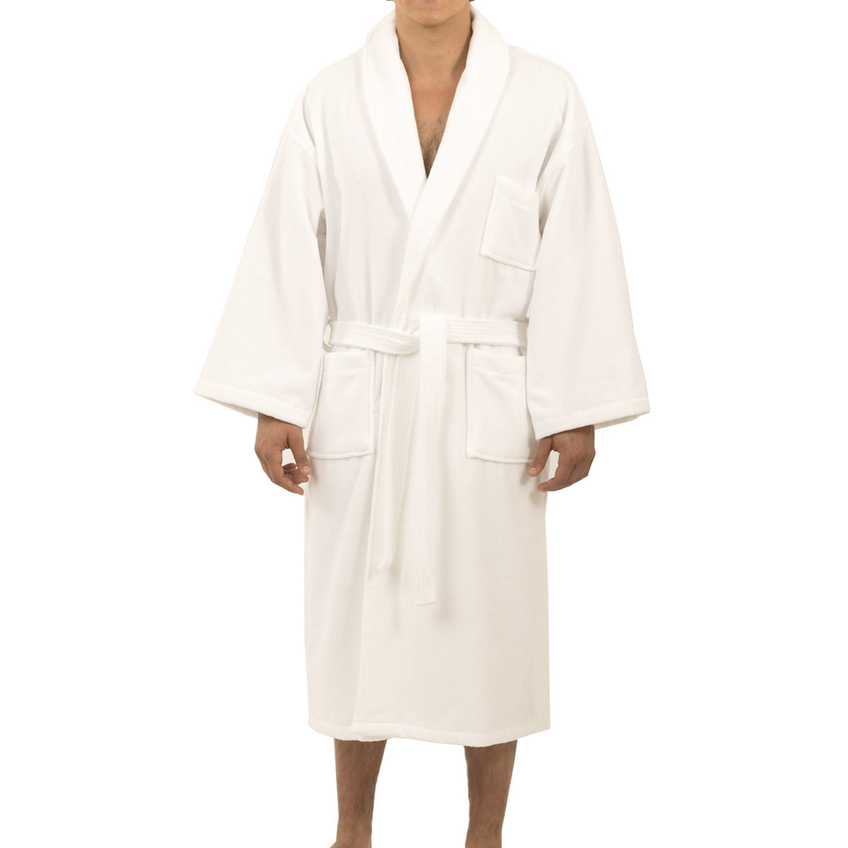Alpine Swiss Pure Cotton Men Terry Cloth Bathrobe Super Absorbent Hotel Spa Robe – White