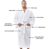 Alpine Swiss Pure Cotton Men Terry Cloth Bathrobe Super Absorbent Hotel Spa Robe – White