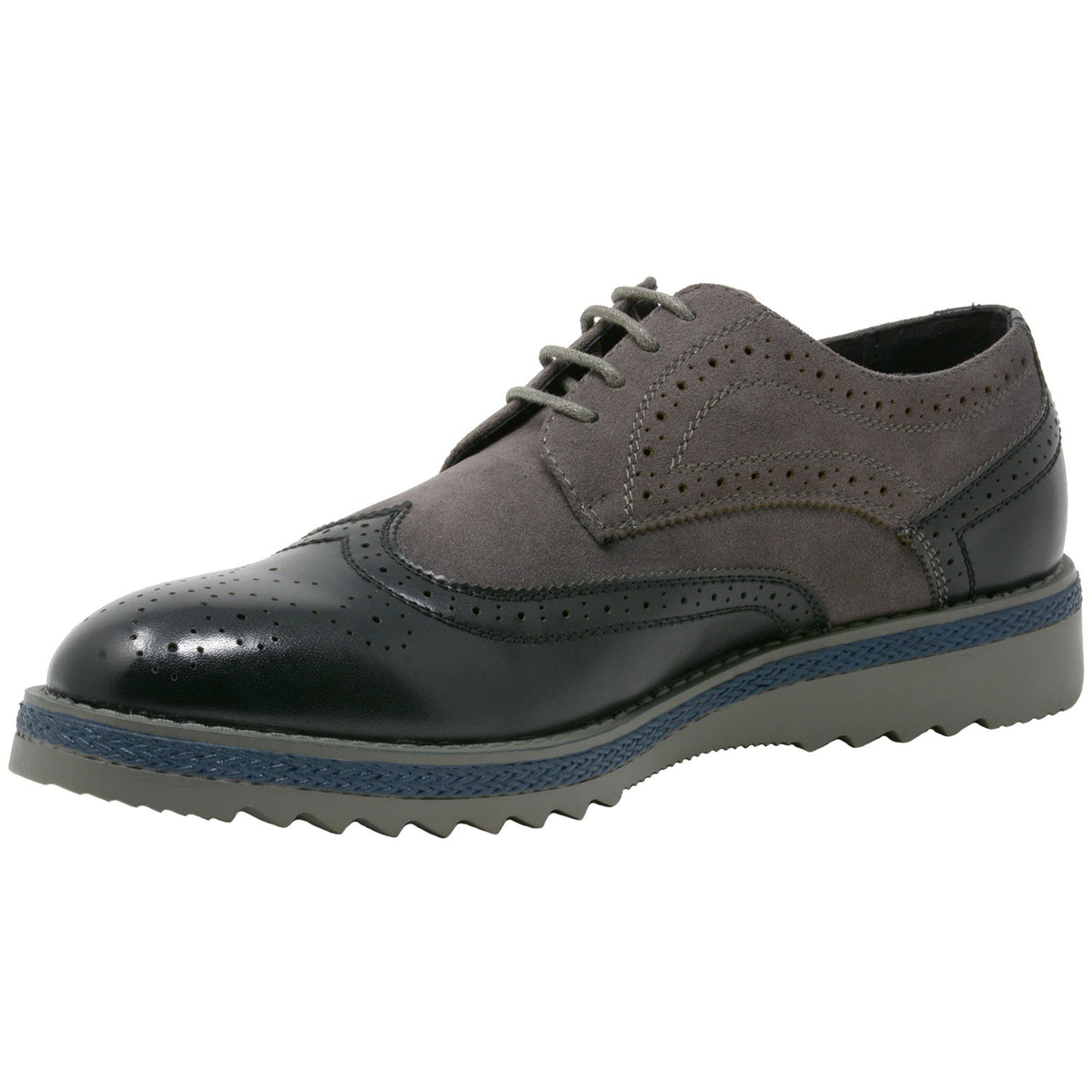 Alpine Swiss Alec Mens Wingtip Shoes 1.5” Ripple Sole Leather Insole & Lining – Gray