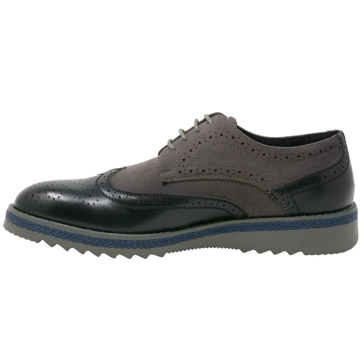 Alpine Swiss Alec Mens Wingtip Shoes 1.5” Ripple Sole Leather Insole & Lining – Gray