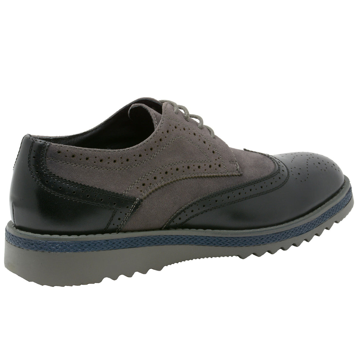 Alpine Swiss Alec Mens Wingtip Shoes 1.5” Ripple Sole Leather Insole & Lining – Gray