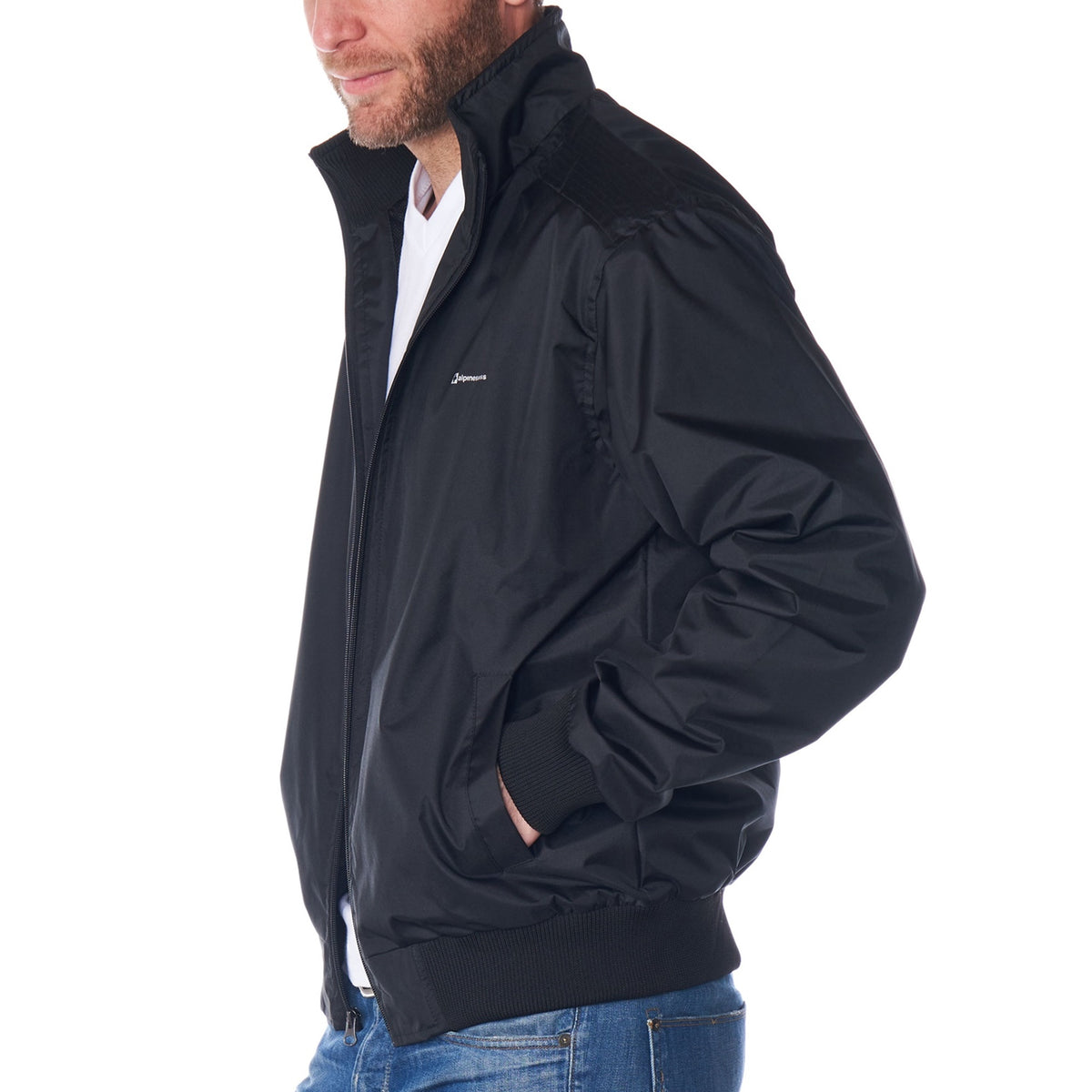 Alpine Swiss Mens Lightweight Bomber Jacket Casual Windbreaker Varsity Coat – Black