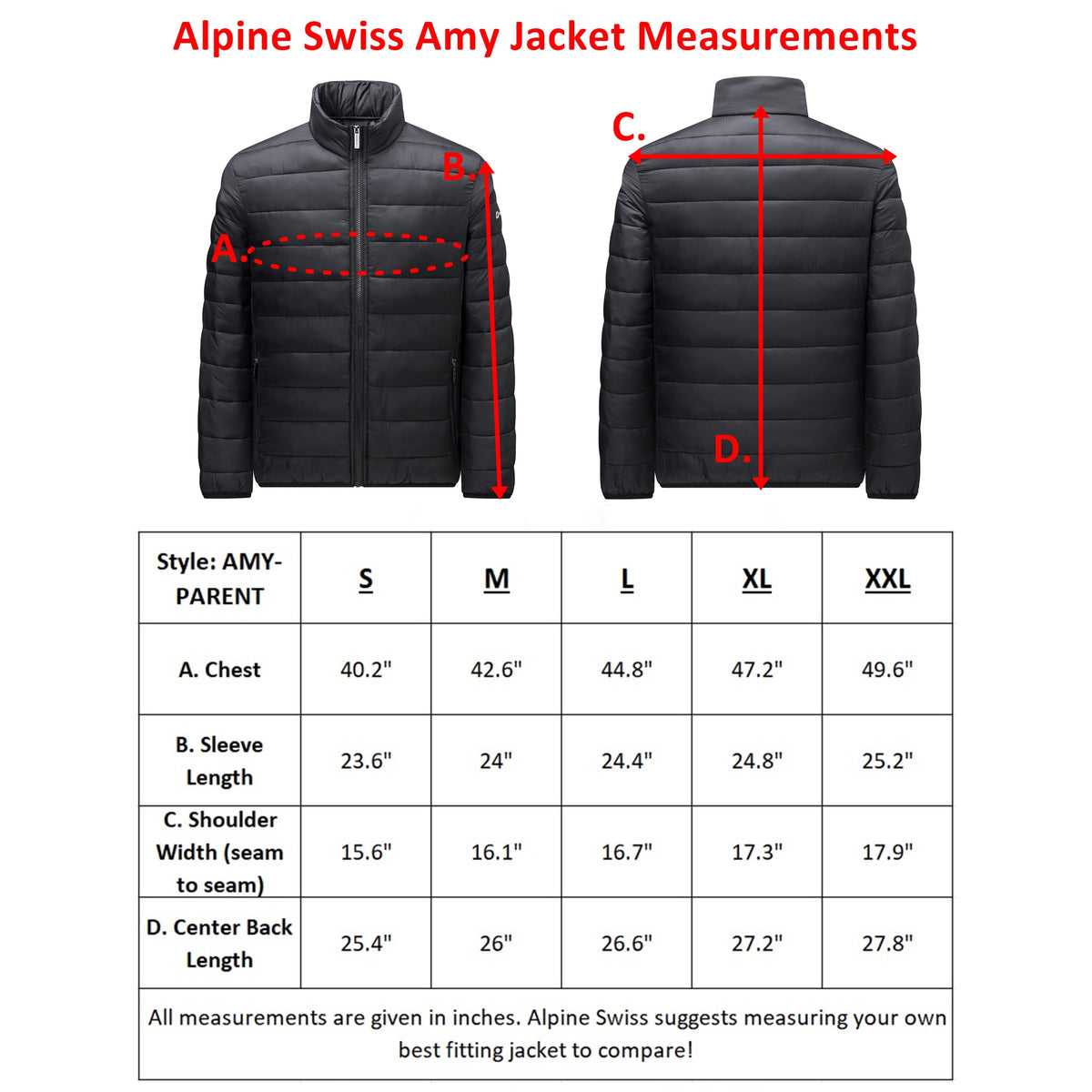 Alpine Swiss Amy Womens Puffer Jacket Insulated Water Resistant Lightweight Down – Black