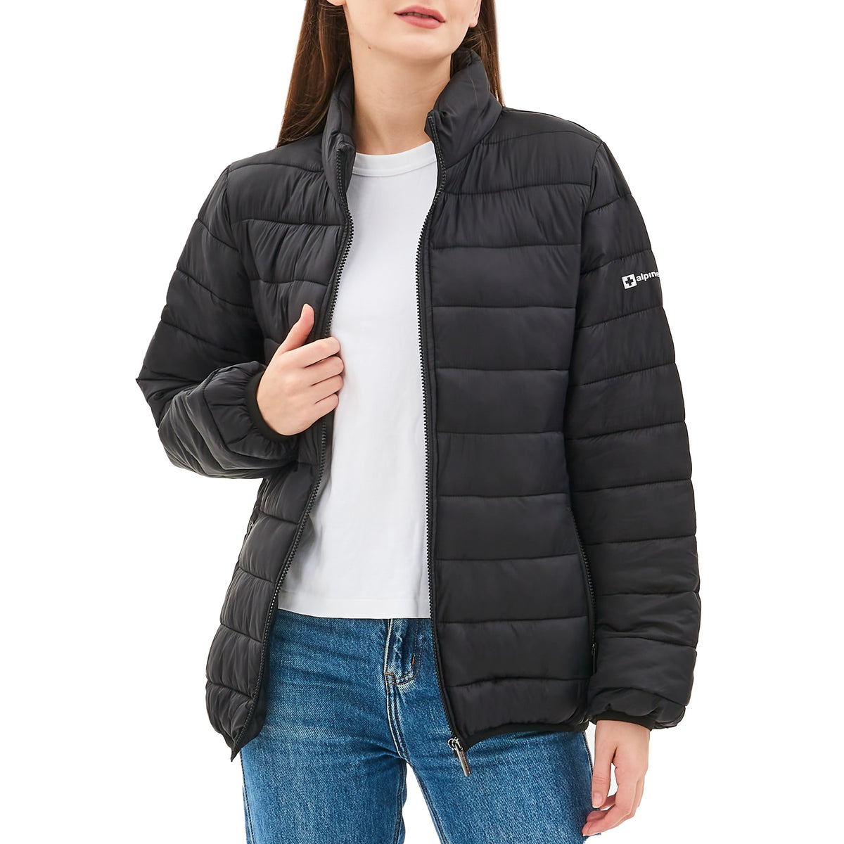 Alpine Swiss Amy Womens Puffer Jacket Insulated Water Resistant Lightweight Down – Black