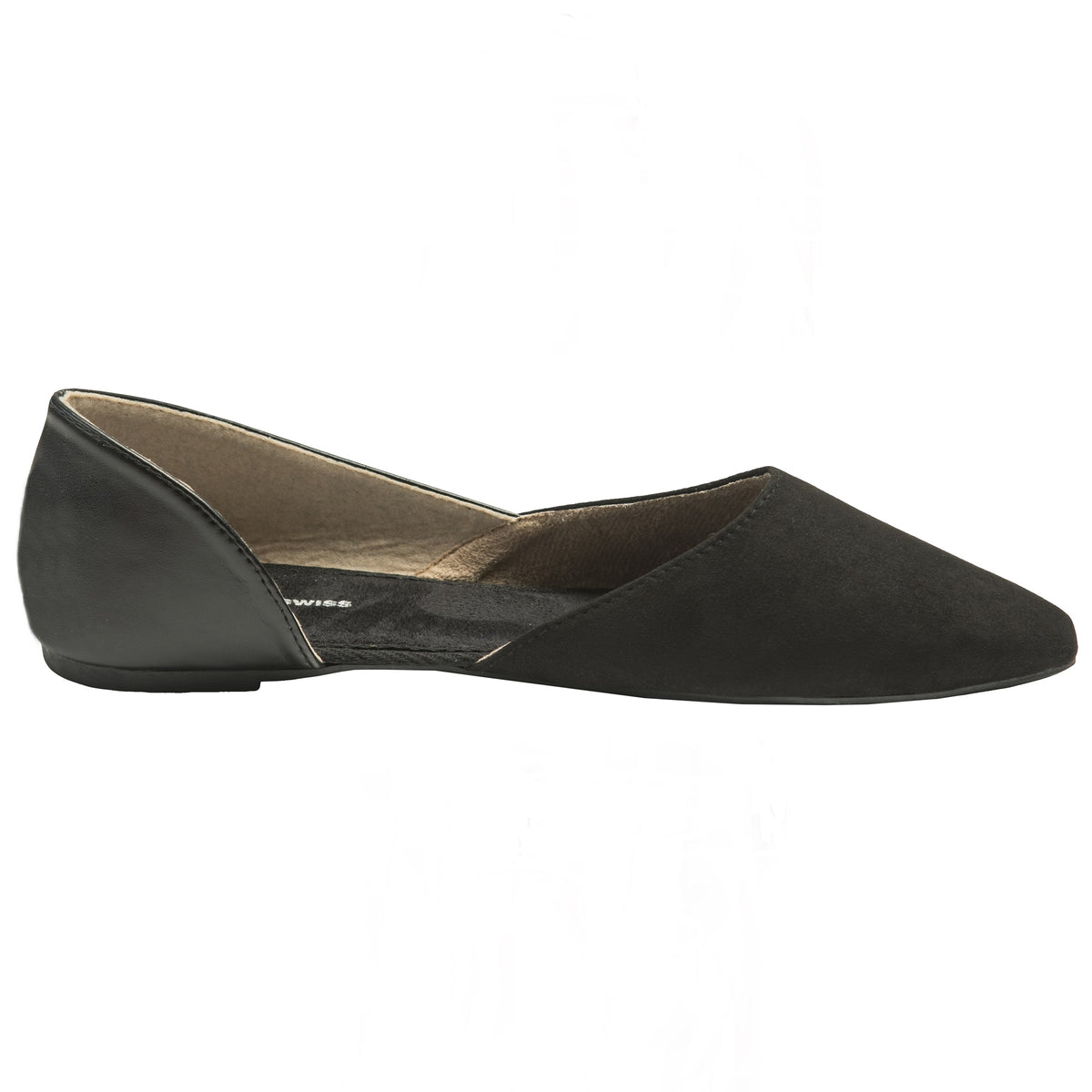 Alpine Swiss Anya Womens D’Orsay Pointed Toe Ballet Flats Dressy Slip On Shoes – Black
