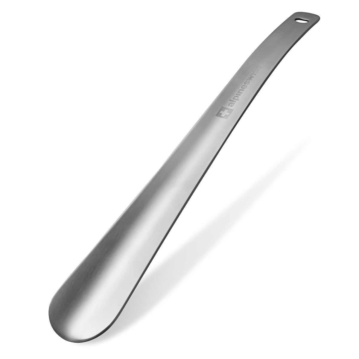Alpine Swiss Metal Shoe Horn Long Handle 20” or 16” Shoe Helper Steel Shoehorn – Silver