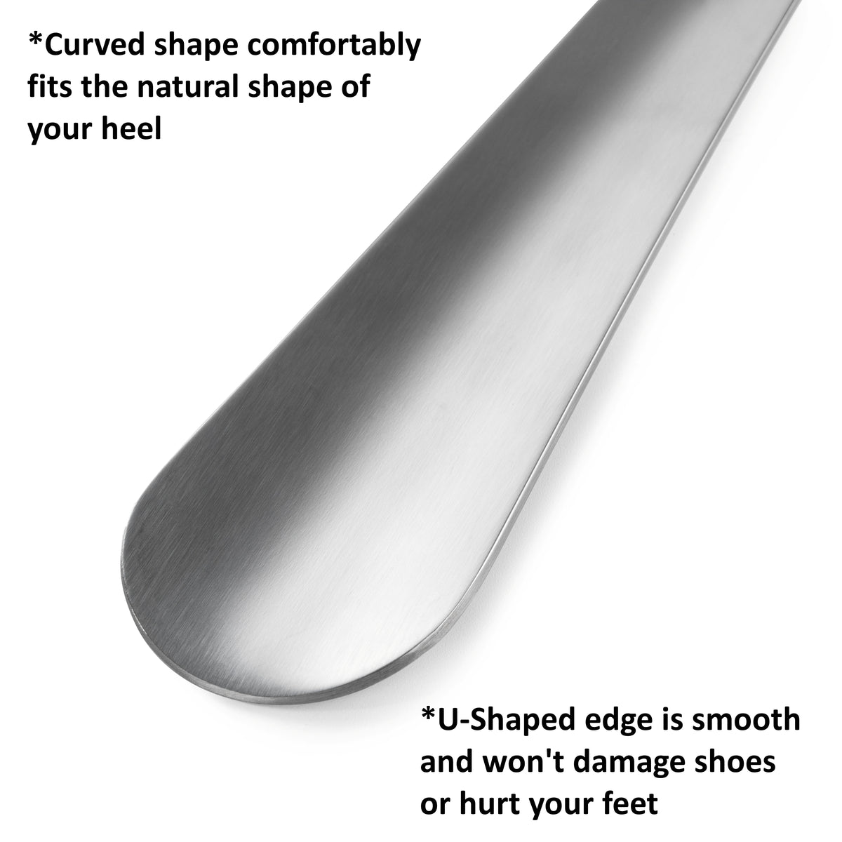 Alpine Swiss Metal Shoe Horn Long Handle 20” or 16” Shoe Helper Steel Shoehorn – Silver