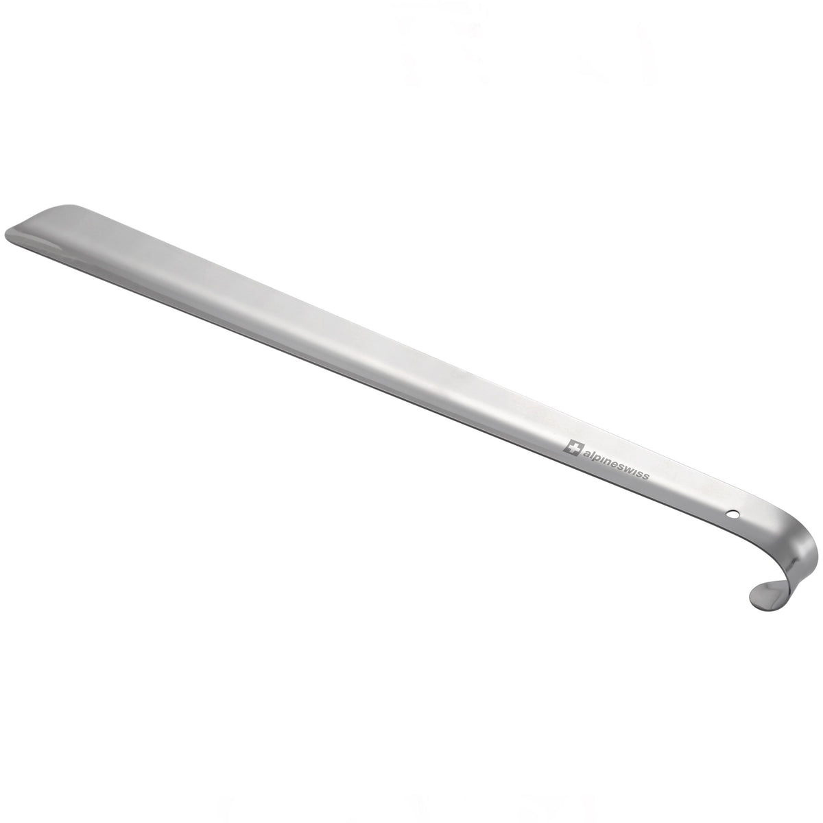 Alpine Swiss Metal Shoe Horn Long Handle 20” or 16” Shoe Helper Steel Shoehorn – Silver