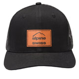 Alpine Swiss Mens Trucker Hat Snapback Mesh Back Cap Adjustable Baseball Cap – Black