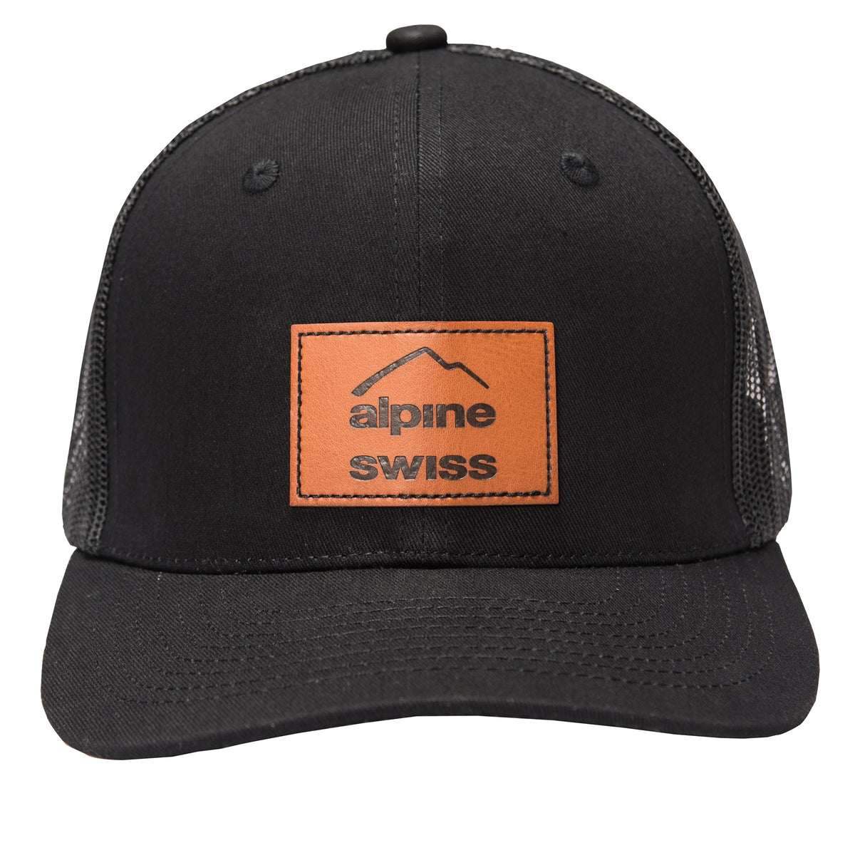 Alpine Swiss Mens Trucker Hat Snapback Mesh Back Cap Adjustable Baseball Cap – Black
