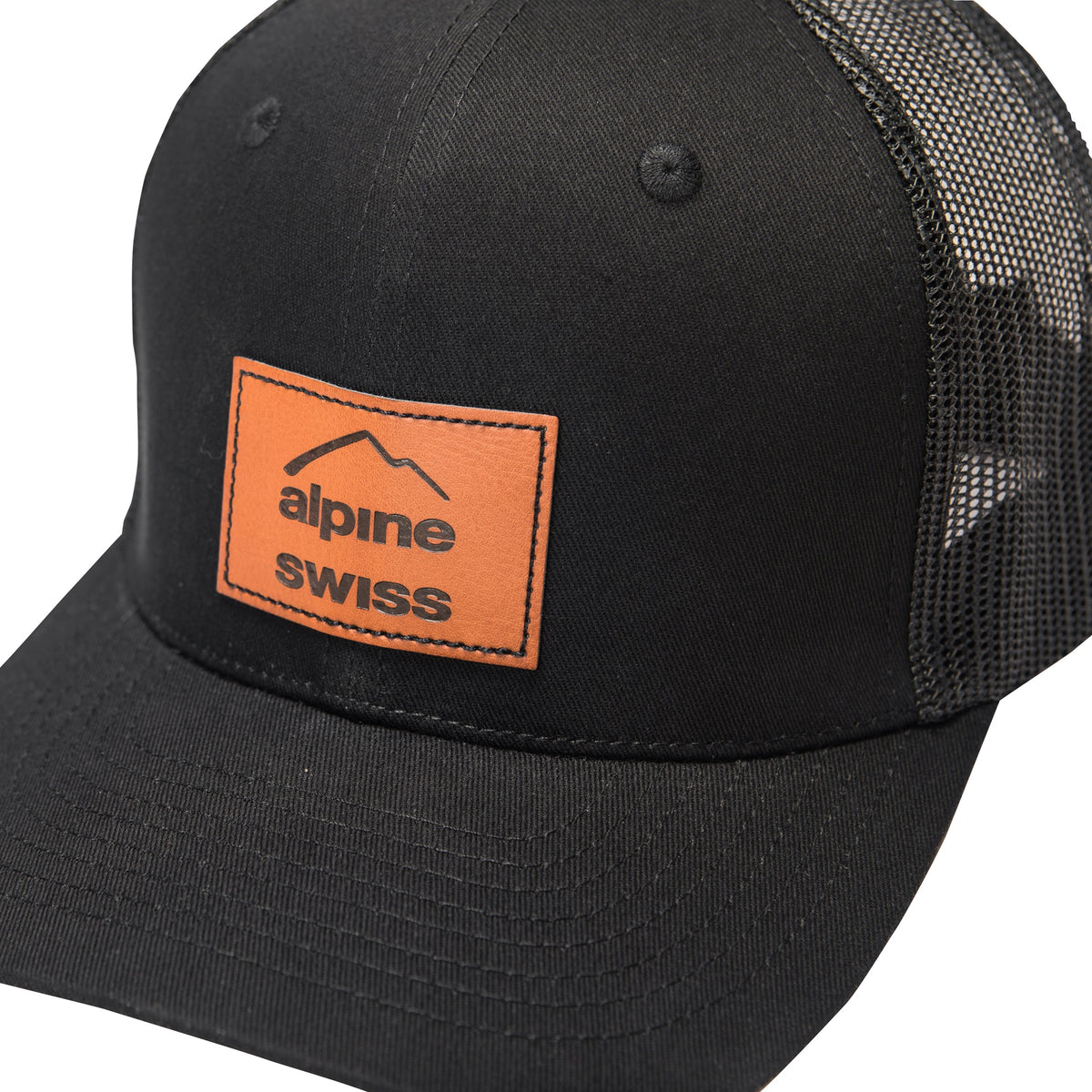 Alpine Swiss Mens Trucker Hat Snapback Mesh Back Cap Adjustable Baseball Cap – Black