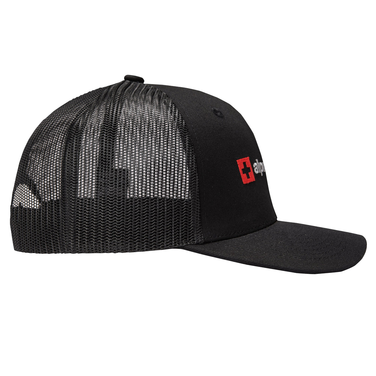 Alpine Swiss Mens Trucker Hat Snapback Mesh Back Cap Adjustable Baseball Cap – Embroidered Black