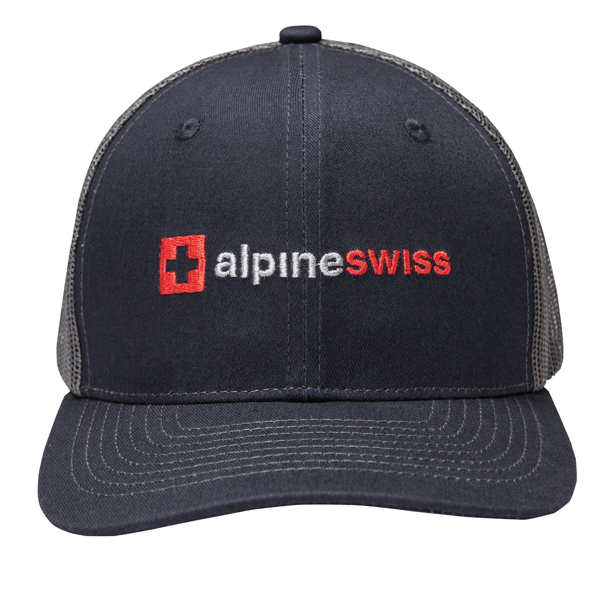 Alpine Swiss Mens Trucker Hat Snapback Mesh Back Cap Adjustable Baseball Cap – Embroidered Navy