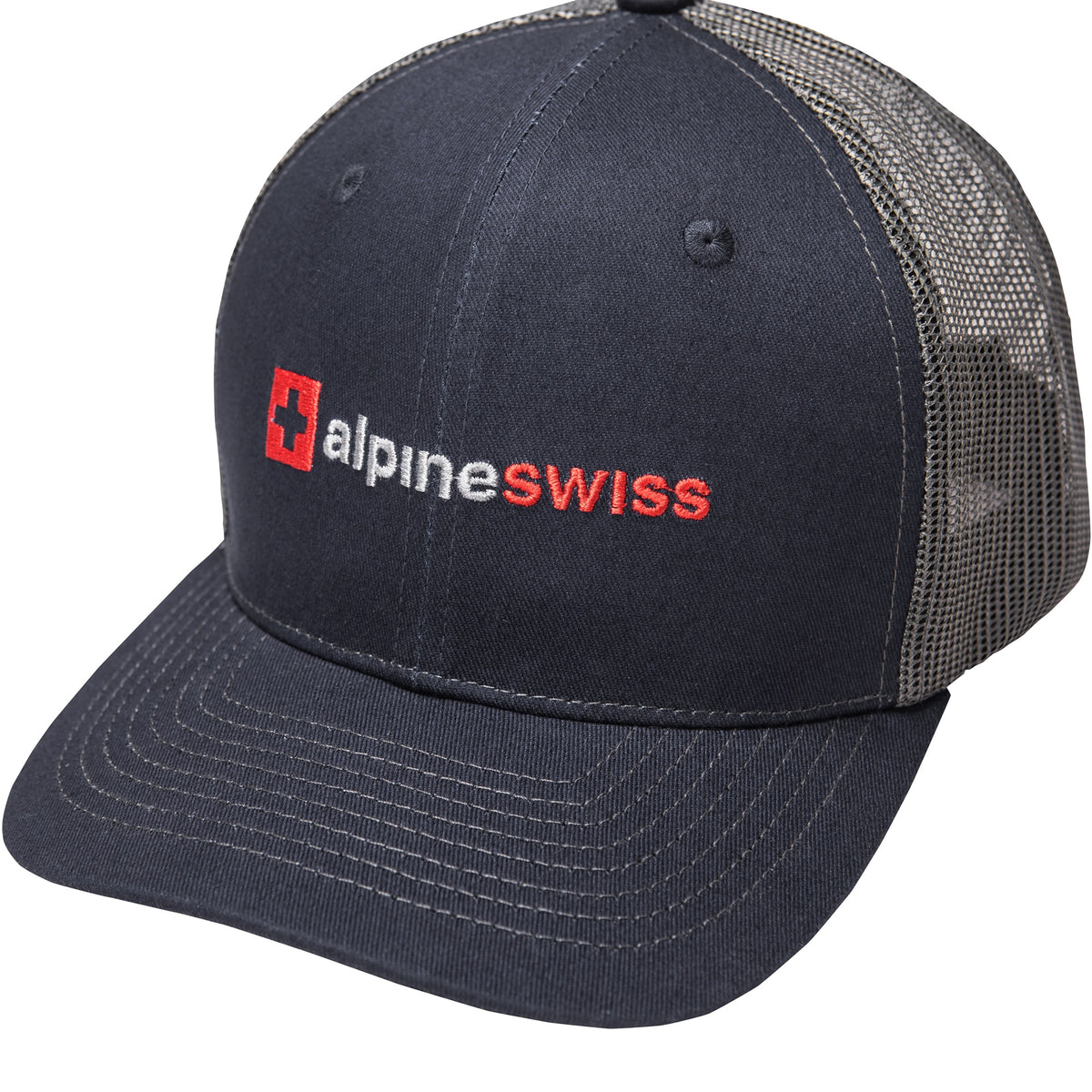 Alpine Swiss Mens Trucker Hat Snapback Mesh Back Cap Adjustable Baseball Cap – Embroidered Navy