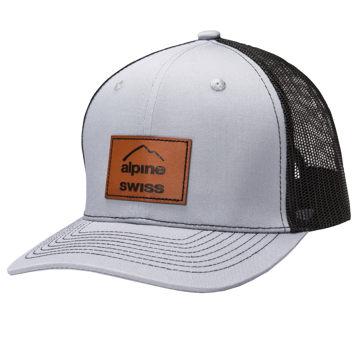 Alpine Swiss Mens Trucker Hat Snapback Mesh Back Cap Adjustable Baseball Cap – Gray