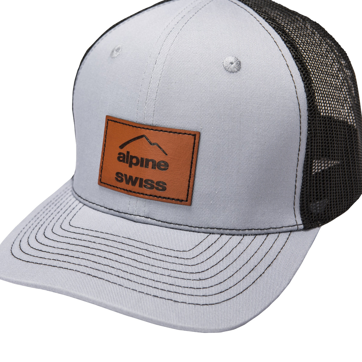 Alpine Swiss Mens Trucker Hat Snapback Mesh Back Cap Adjustable Baseball Cap – Gray