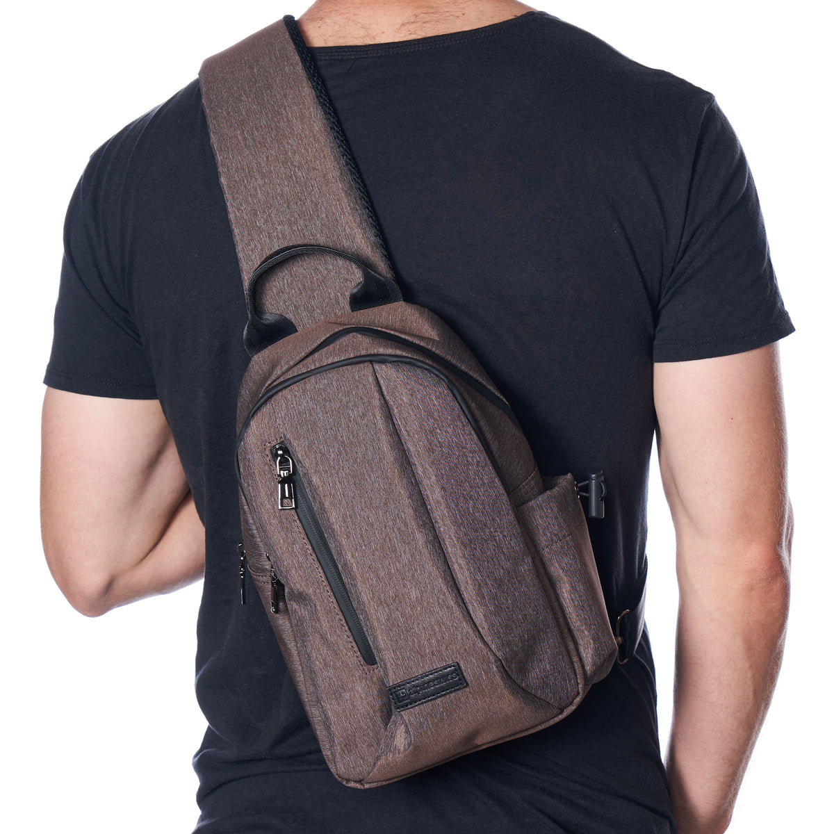 Alpine Swiss Sling Bag Crossbody Backpack Chest Pack Casual Day Bag Shoulder Bag – Brown