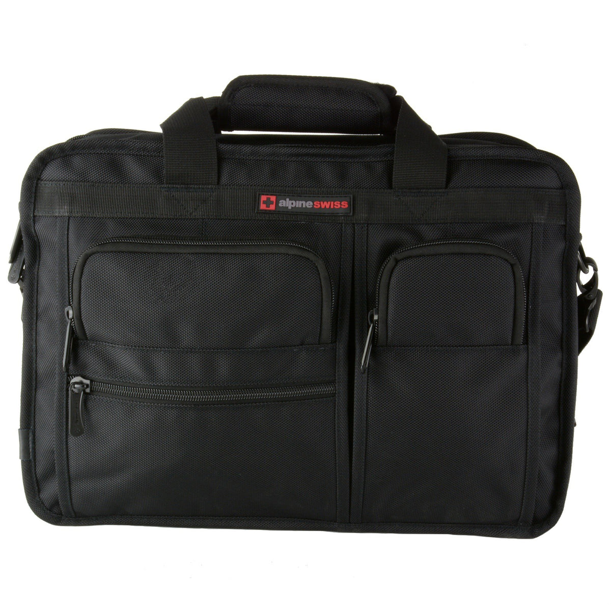 Alpine Swiss Conrad Messenger Bag 15.6 Inch Laptop Briefcase with Tablet Sleeve – Black