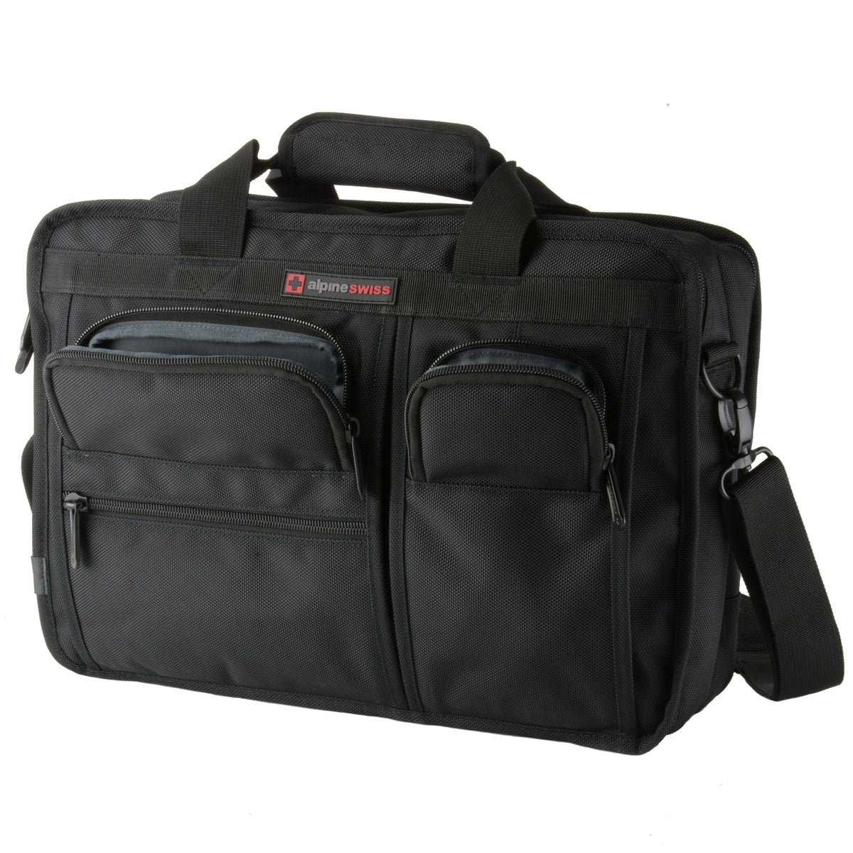 Alpine Swiss Conrad Messenger Bag 15.6 Inch Laptop Briefcase with Tablet Sleeve – Black