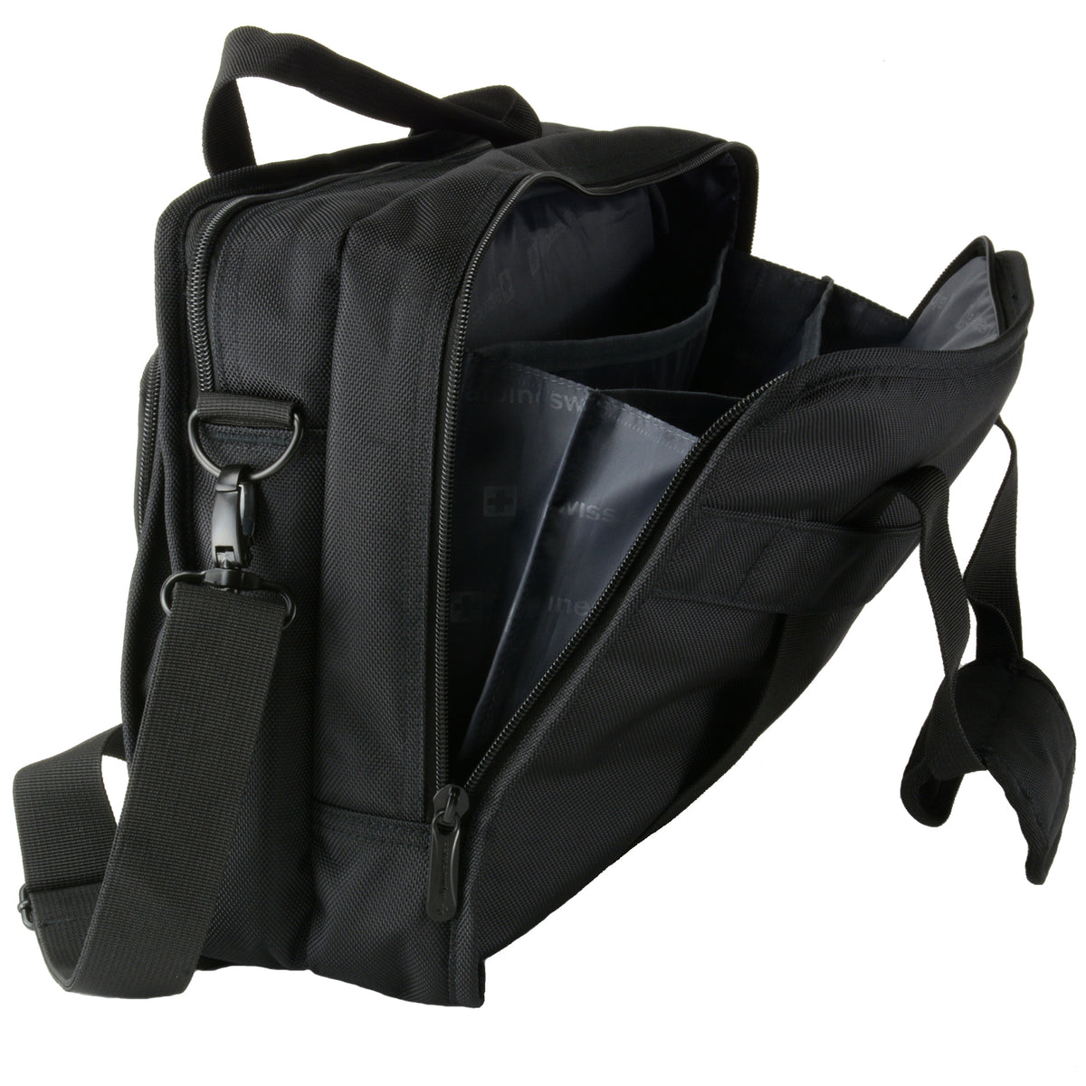 Alpine Swiss Conrad Messenger Bag 15.6 Inch Laptop Briefcase with Tablet Sleeve – Black