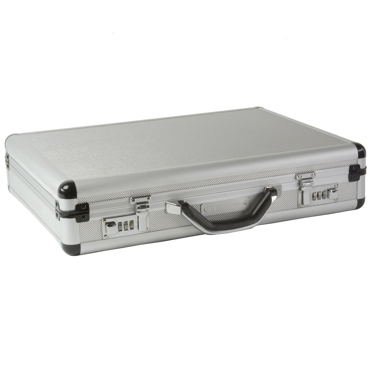 Alpine Swiss Executive Aluminum Briefcase Padded Laptop Briefcase For Men Hard Shell – Silver