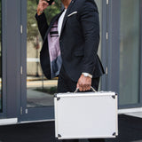Alpine Swiss Executive Aluminum Briefcase Padded Laptop Briefcase For Men Hard Shell – Silver