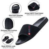 Alpine Swiss Athletic Slides For Men Flip Flop Sandals House Shoes Slippers For Men – Black