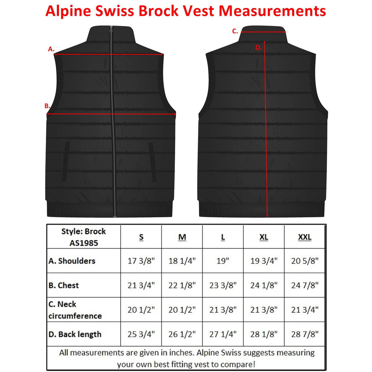 Alpine Swiss Mens Lightweight Down Puffer Vest Insulated Padded Sleeveless Jacket – Gray