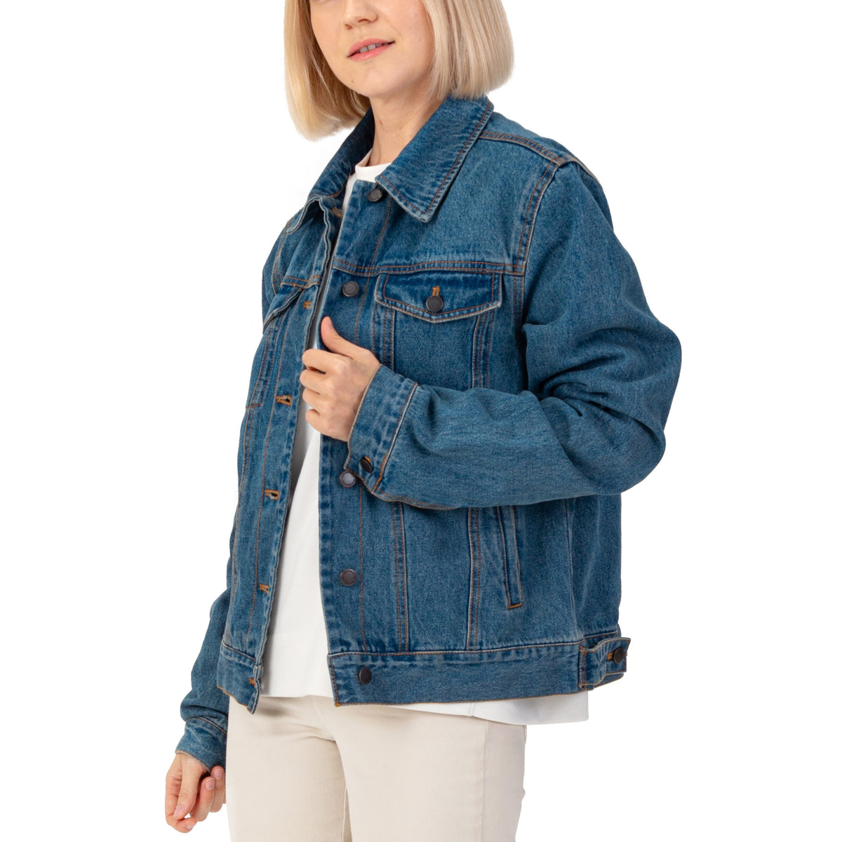 Alpine Swiss Womens Denim Jacket Classic Trucker Jean Jacket Button Up Coat – Denim