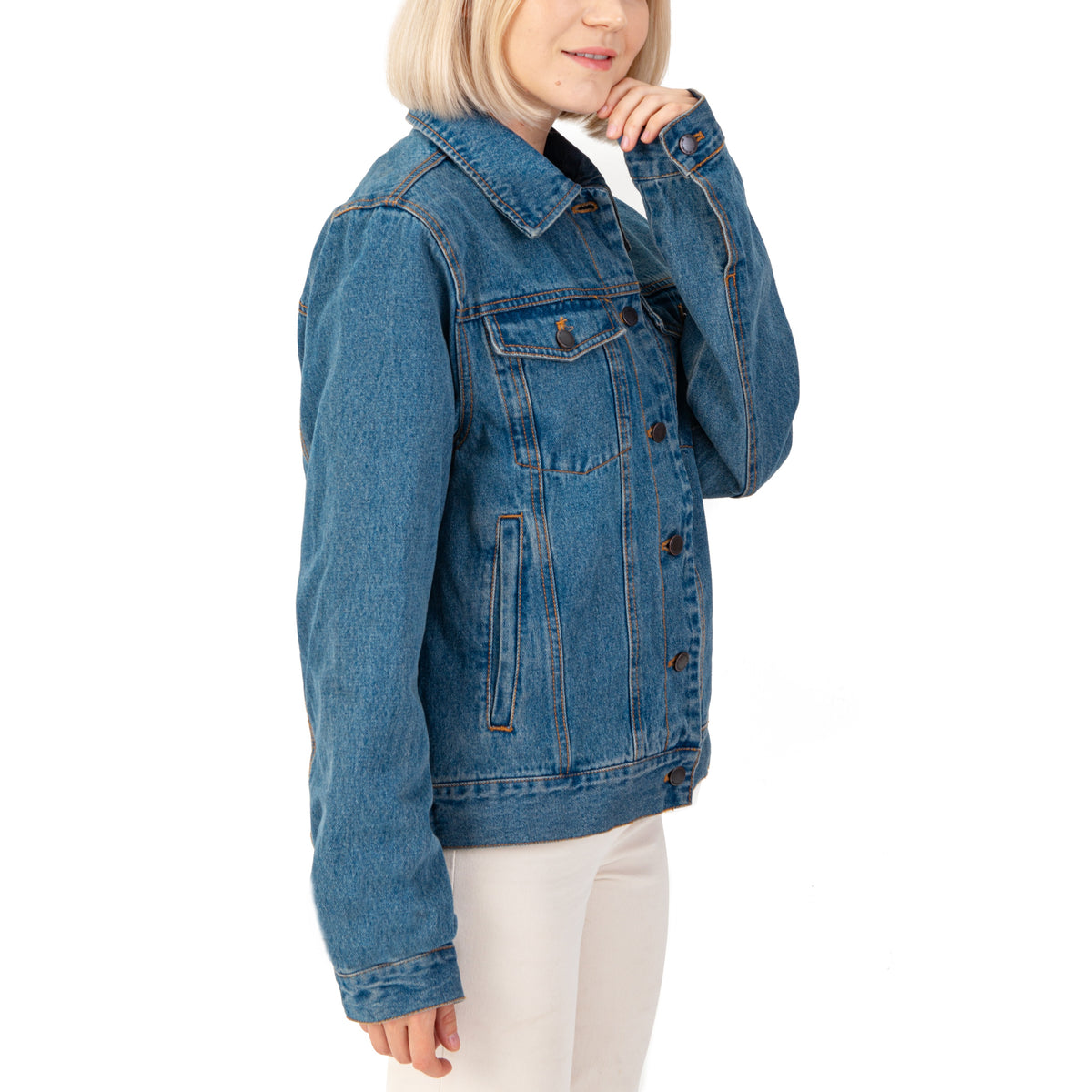 Alpine Swiss Womens Denim Jacket Classic Trucker Jean Jacket Button Up Coat – Denim