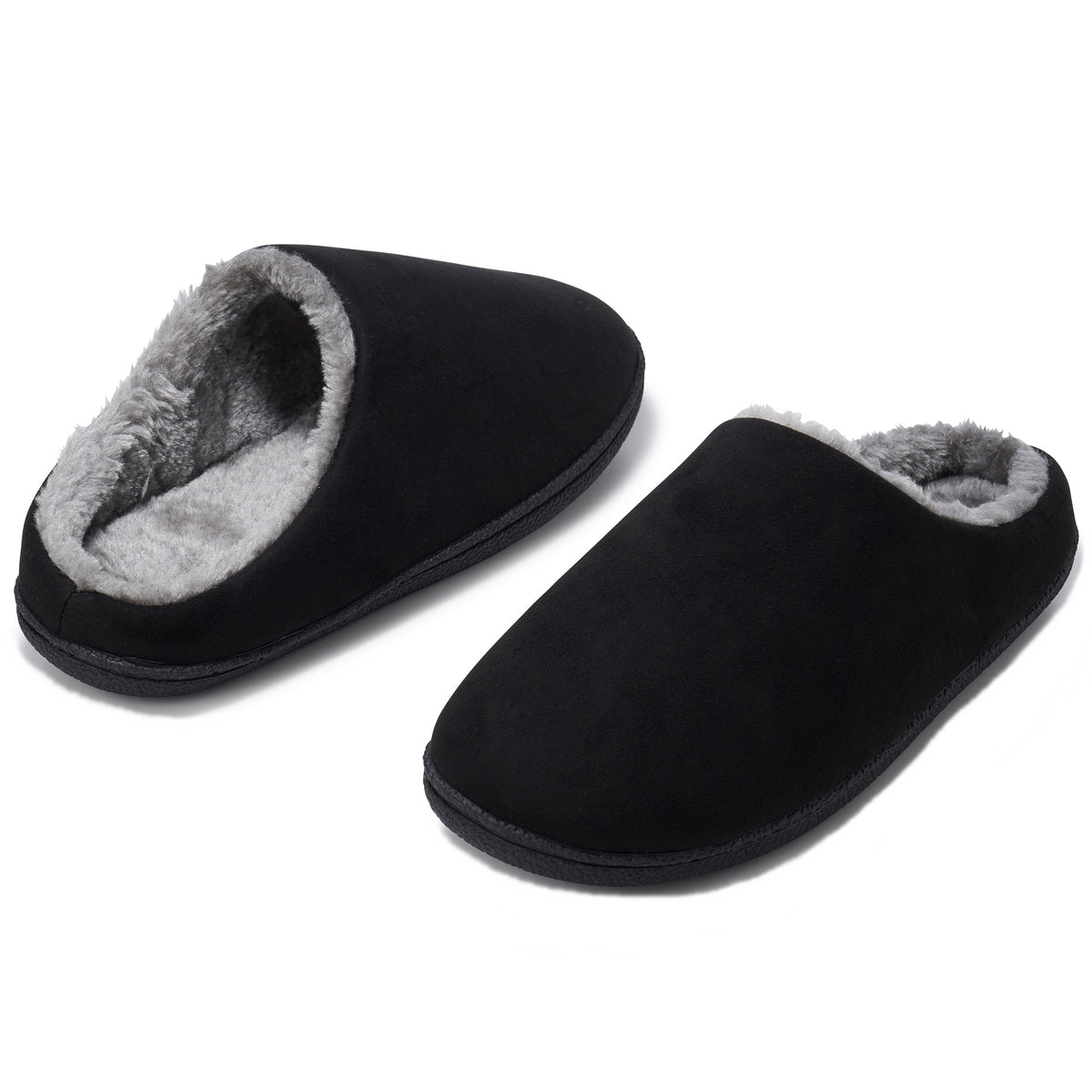 Alpine Swiss Mens Memory Foam Clog Slippers Indoor Comfort Slip On House Shoes – Black