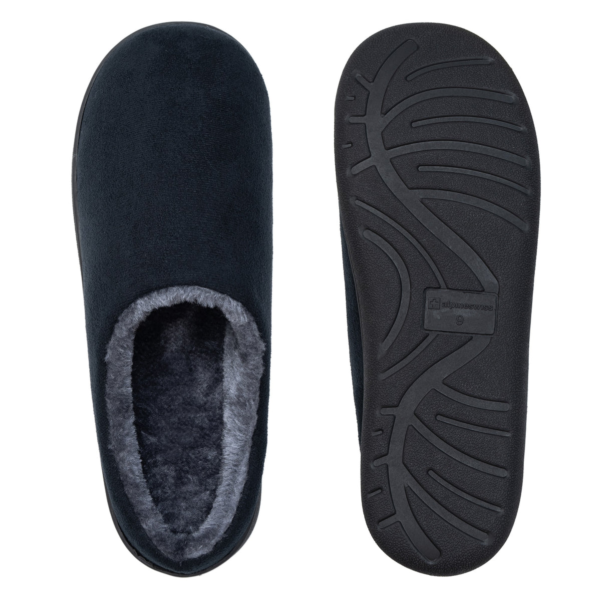 Alpine Swiss Mens Memory Foam Clog Slippers Indoor Comfort Slip On House Shoes – Black