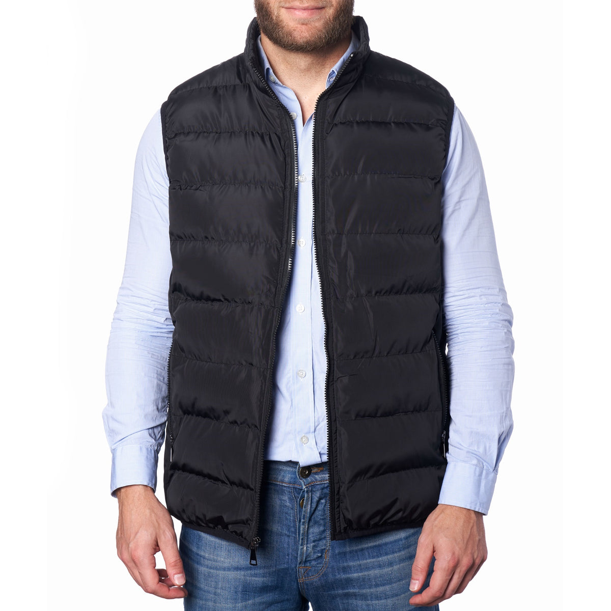 Alpine Swiss Mens Lightweight Down Alternative Puffer Vest Sleeveless Jacket – Black