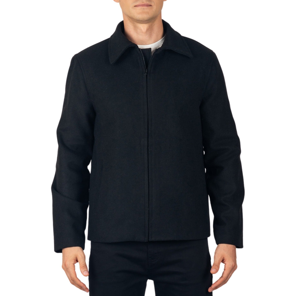 Alpine Swiss Grant Mens Jacket 28" James Dean Style Bomber with Zippered Pockets – Black