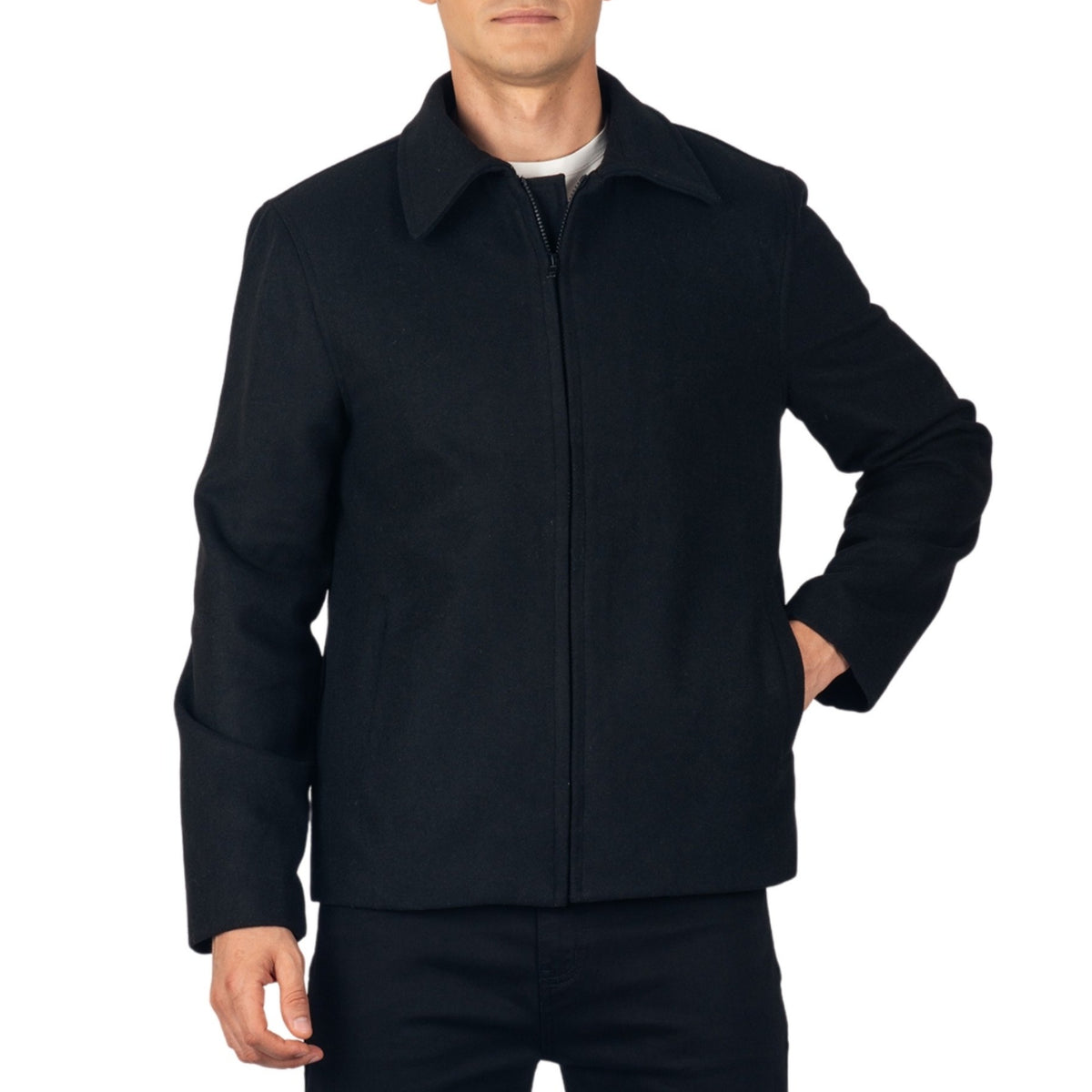 Alpine Swiss Grant Mens Jacket 28" James Dean Style Bomber with Zippered Pockets – Black