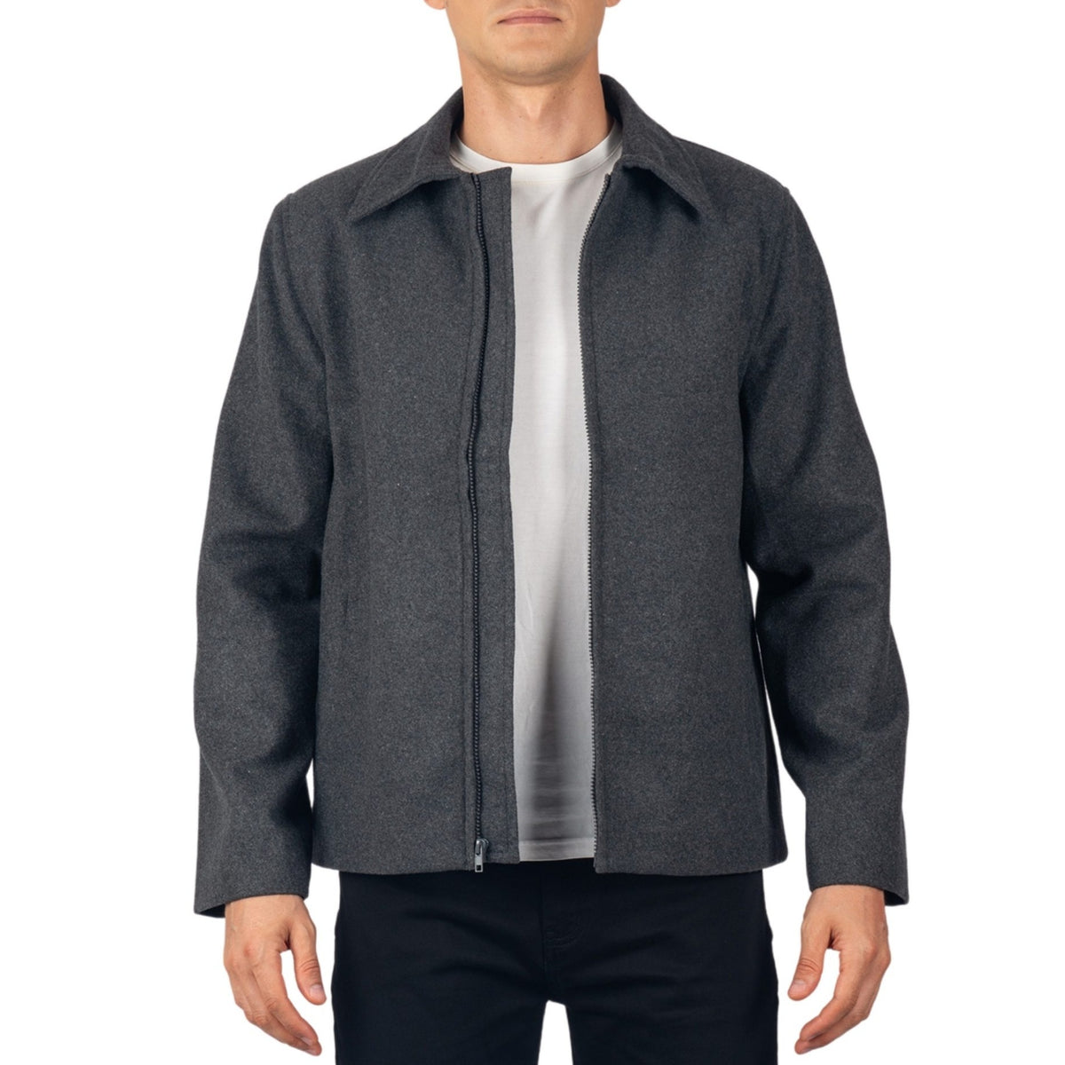 Alpine Swiss Grant Mens Jacket 28" James Dean Style Bomber with Zippered Pockets – Gray