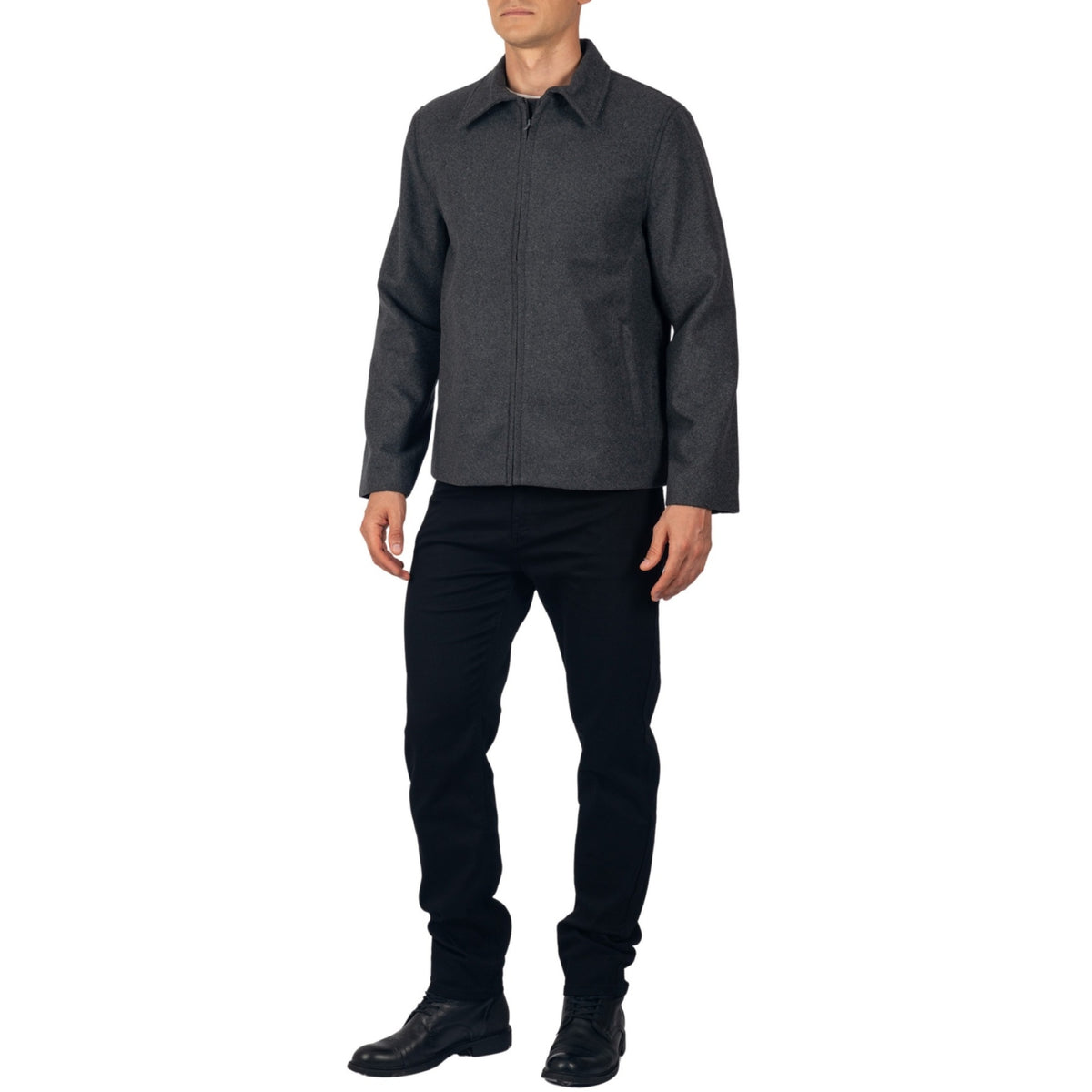 Alpine Swiss Grant Mens Jacket 28" James Dean Style Bomber with Zippered Pockets – Gray
