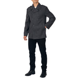 Alpine Swiss Jake Mens Pea Coat Wool Blend Double Breasted Dress Jacket Peacoat – Gray