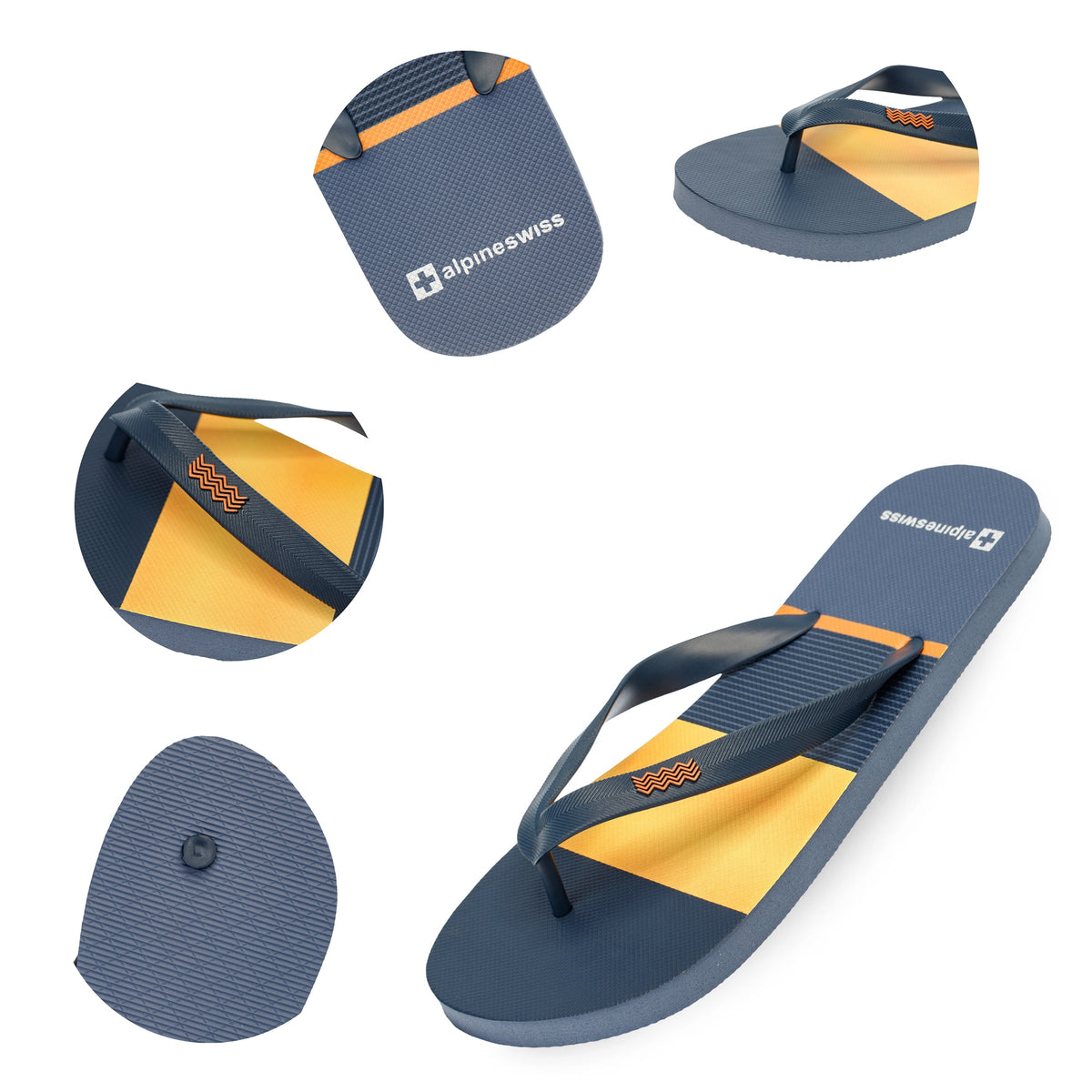 Alpine Swiss Men's Flip Flops – Orange Stripes