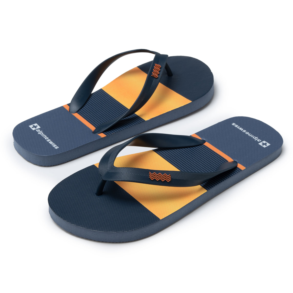 Alpine Swiss Men's Flip Flops – Orange Stripes