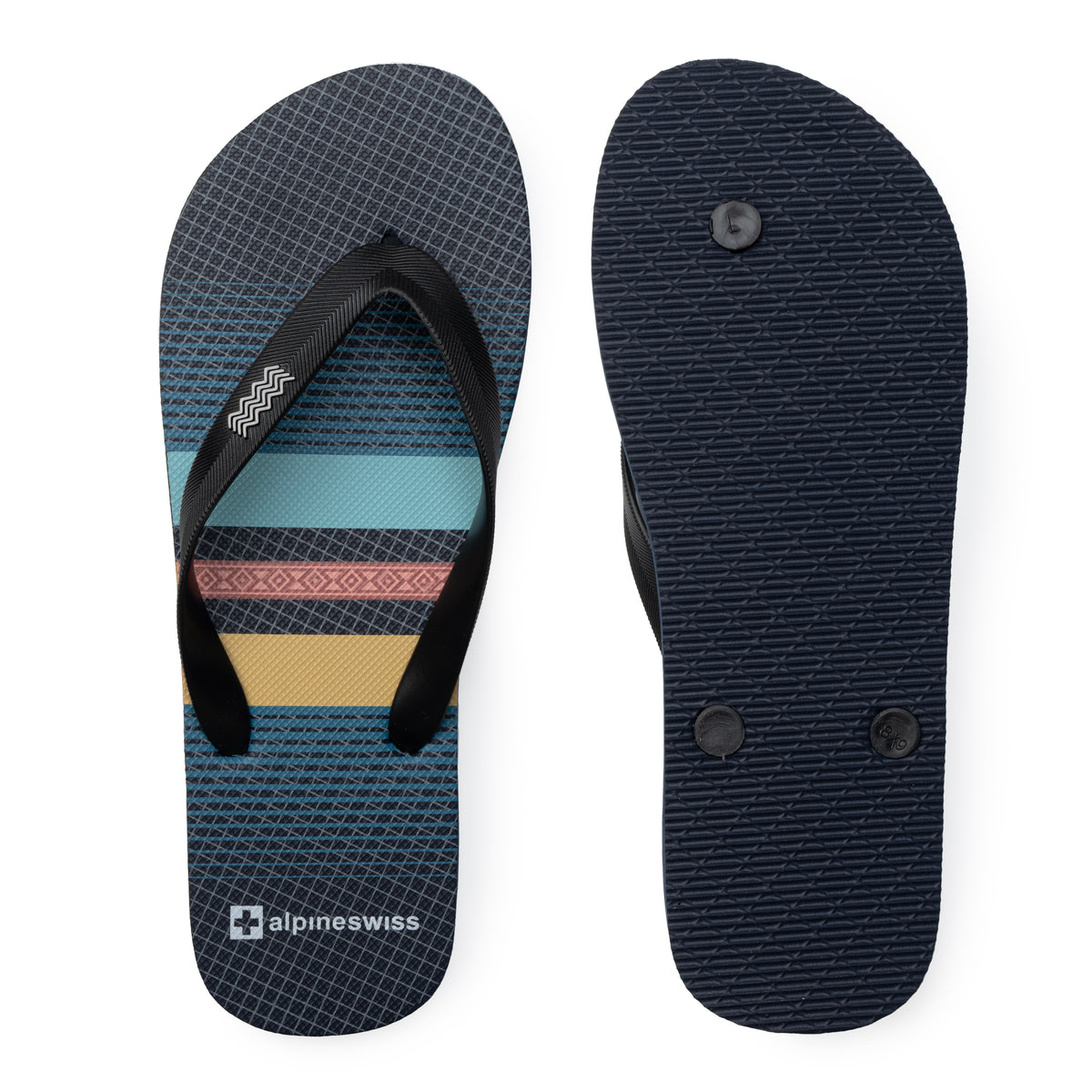 Alpine Swiss Men's Flip Flops – Sky Blue Stripes