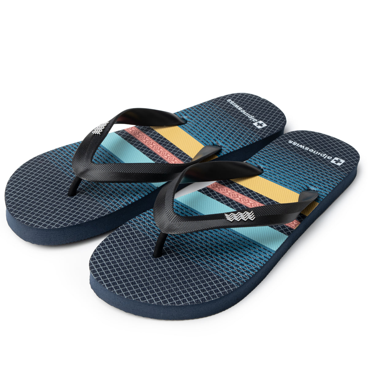 Alpine Swiss Men's Flip Flops – Sky Blue Stripes