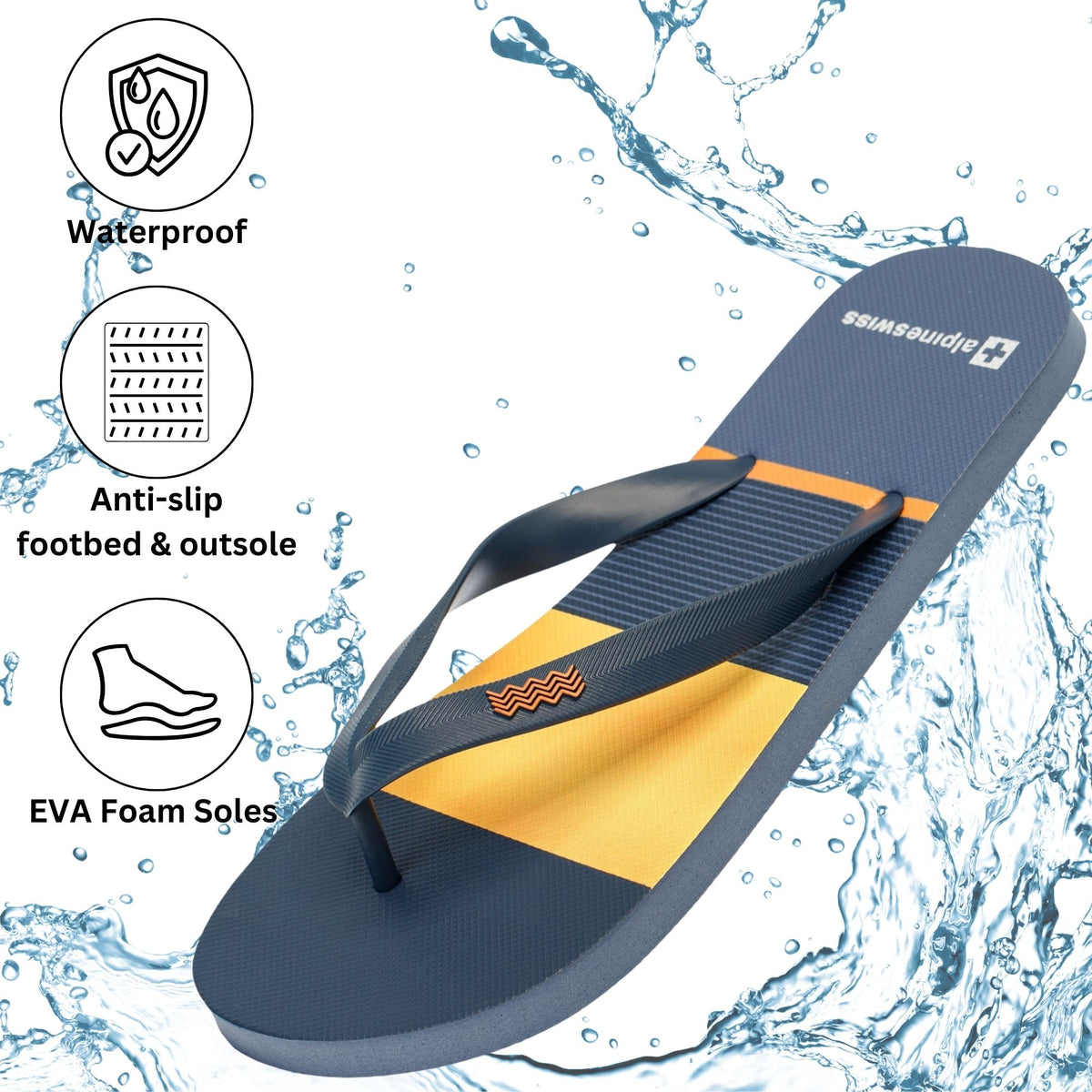 Alpine Swiss Men's Flip Flops – Orange Stripes