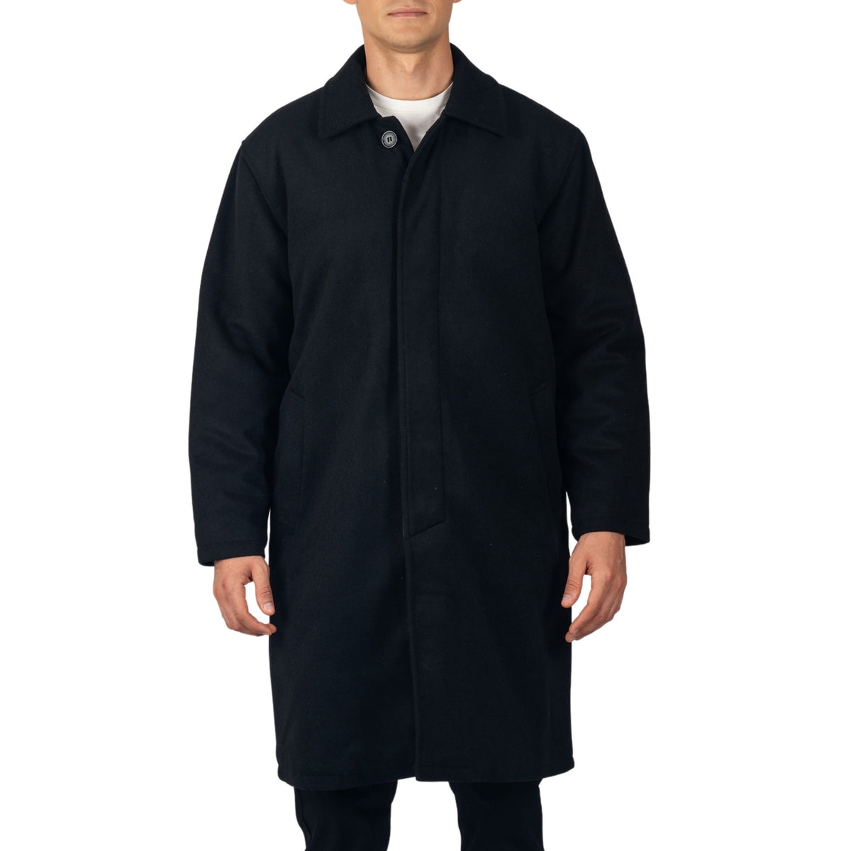 Alpine Swiss Mens Zach Knee Length Jacket Top Coat Trench Wool Blend Overcoat – Black