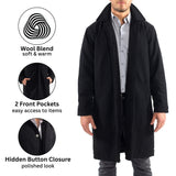 Alpine Swiss Mens Zach Knee Length Jacket Top Coat Trench Wool Blend Overcoat – Black