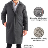 Alpine Swiss Mens Zach Knee Length Jacket Top Coat Trench Wool Blend Overcoat – Gray