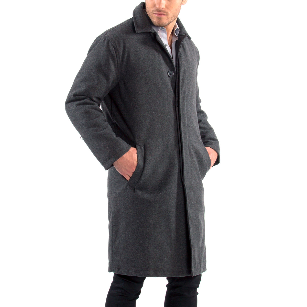 Alpine Swiss Mens Zach Knee Length Jacket Top Coat Trench Wool Blend Overcoat – Gray
