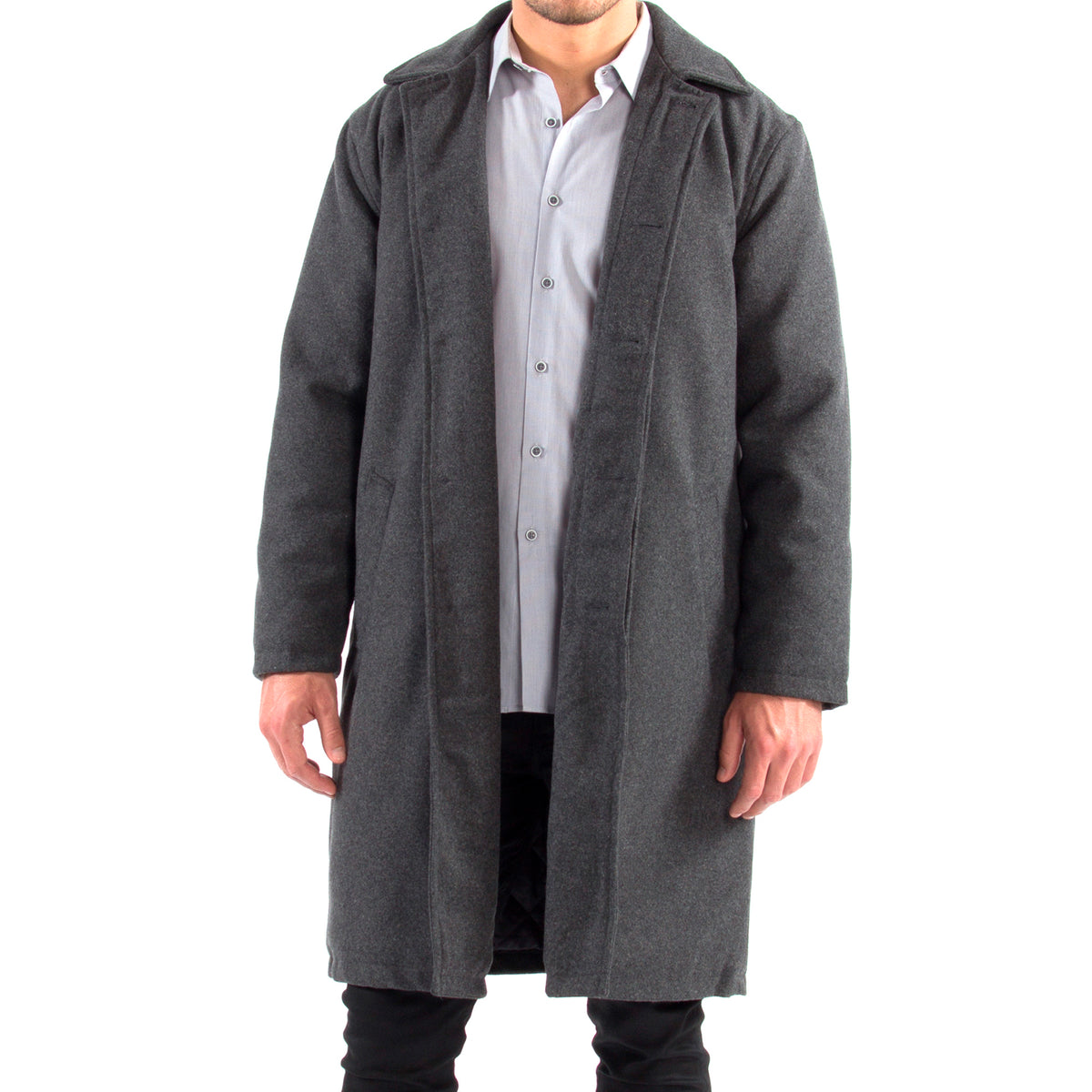 Alpine Swiss Mens Zach Knee Length Jacket Top Coat Trench Wool Blend Overcoat – Gray