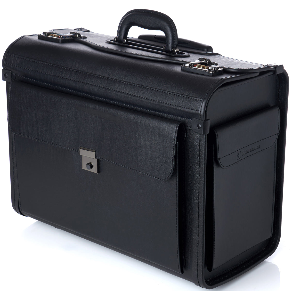 Alpine Swiss 17" Laptop Rolling Briefcase Wheels Attache Lawyers Case – Black